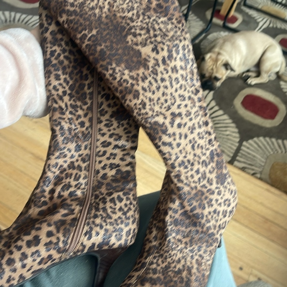 Tall kitten heel leopard print boot. Impo Norris Stretch cheetah size 7 1/2 M